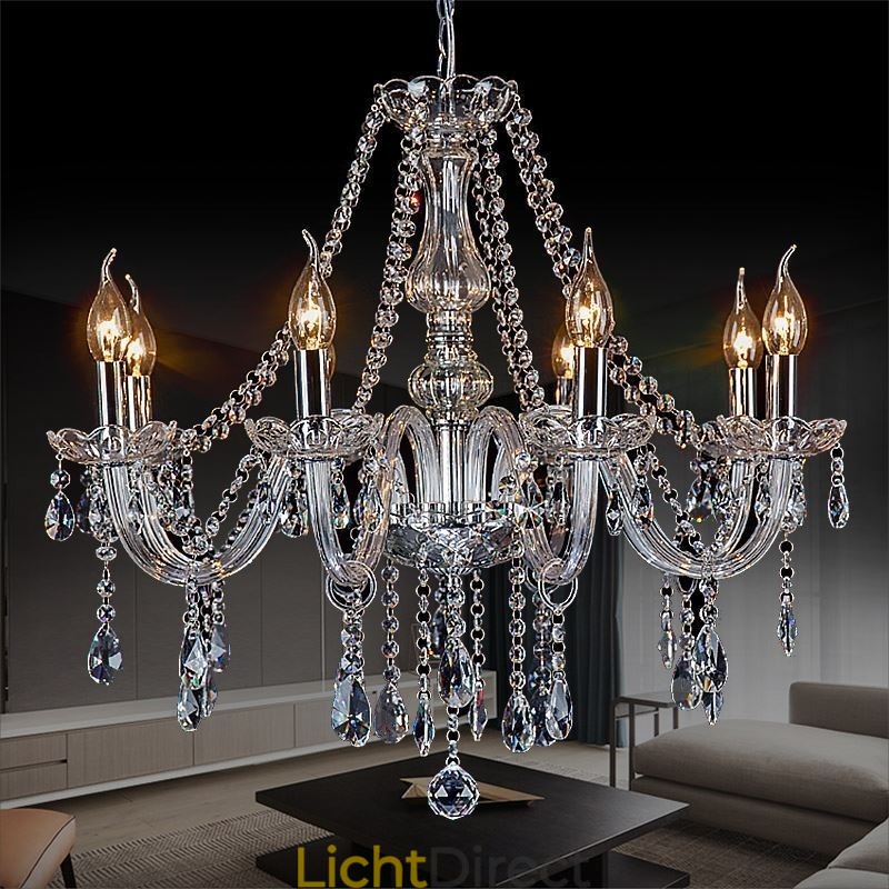 Grote Europese Kristallen Kroonluchter Transparante Plafondlamp