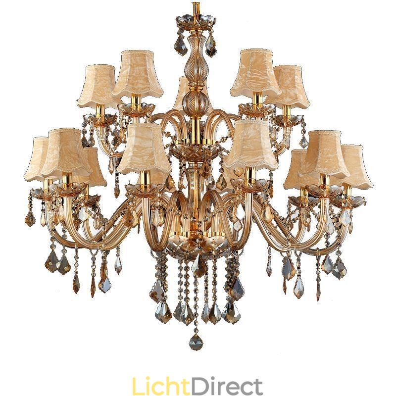 Grote luxe kristallen kroonluchter Europese amber plafondlamp