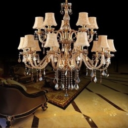 Grote luxe kristallen kroonluchter Europese amber plafondlamp