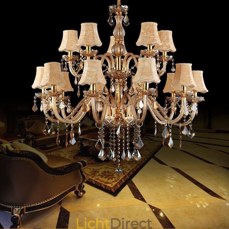 Grote luxe kristallen kroonluchter Europese amber plafondlamp