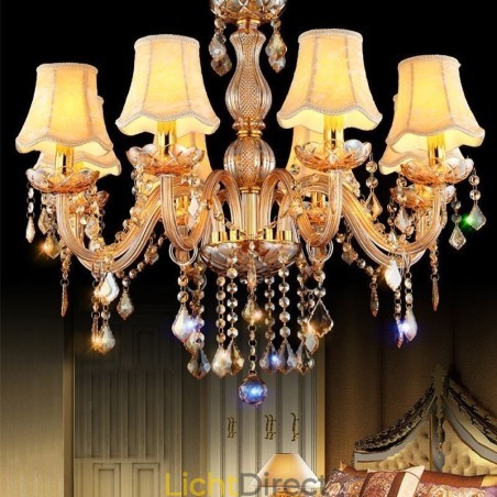 Europese kristallen kroonluchter elegante amberkleurige hanglamp Europese kristallen kroonluchter elegante amberkleurige hanglamp