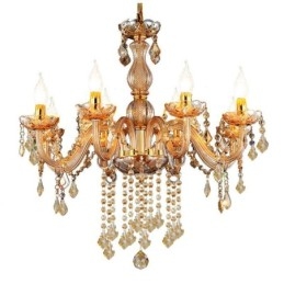 Europese kristallen kroonluchter elegante amberkleurige hanglamp