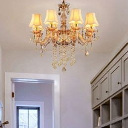 Europese kristallen kroonluchter elegante amberkleurige hanglamp