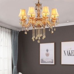 Europese kristallen kroonluchter elegante amberkleurige hanglamp