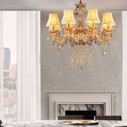 Europese kristallen kroonluchter elegante amberkleurige hanglamp