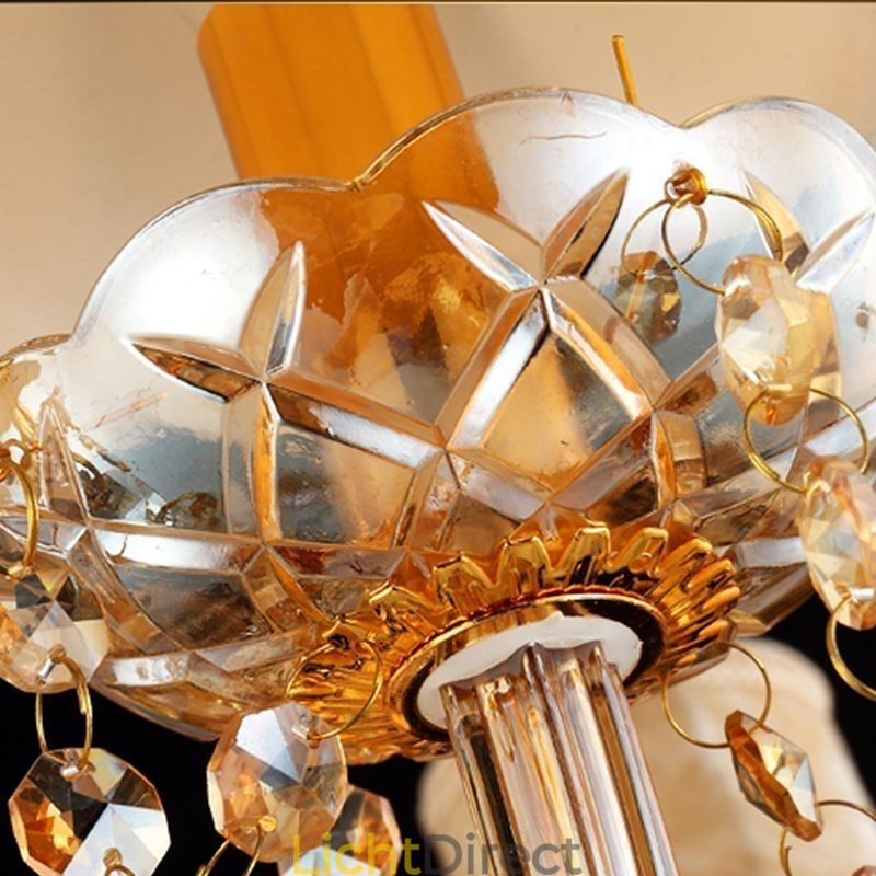 Europese kristallen kroonluchter elegante amberkleurige hanglamp
