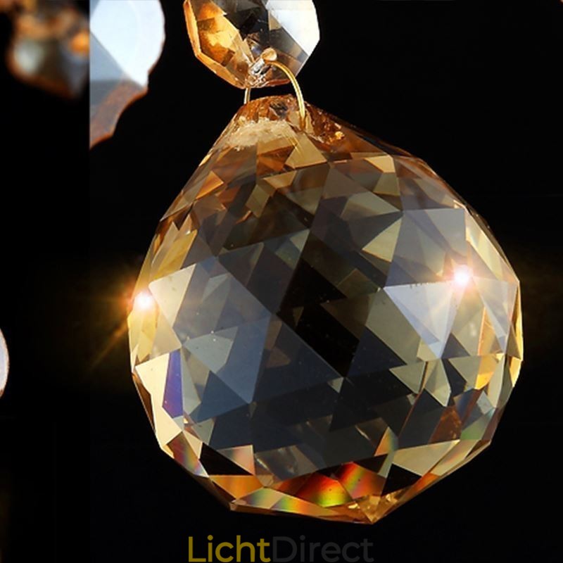 Europese kristallen kroonluchter elegante amberkleurige hanglamp