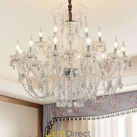 Grote Europese kristallen kroonluchter witte hanglamp