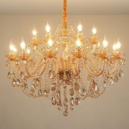Europese Kristallen Kroonluchter Luxe Cognac Hanglamp