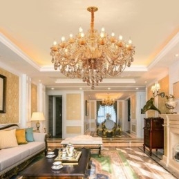 Europese Kristallen Kroonluchter Luxe Cognac Hanglamp