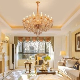 Europese Kristallen Kroonluchter Luxe Cognac Hanglamp