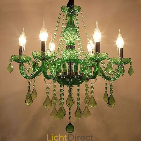 Unieke kristallen kroonluchter Europese stijl grasgroene hanglamp Unieke kristallen kroonluchter Europese stijl grasgroene hanglamp