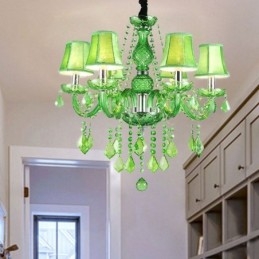 Unieke kristallen kroonluchter Europese stijl grasgroene hanglamp