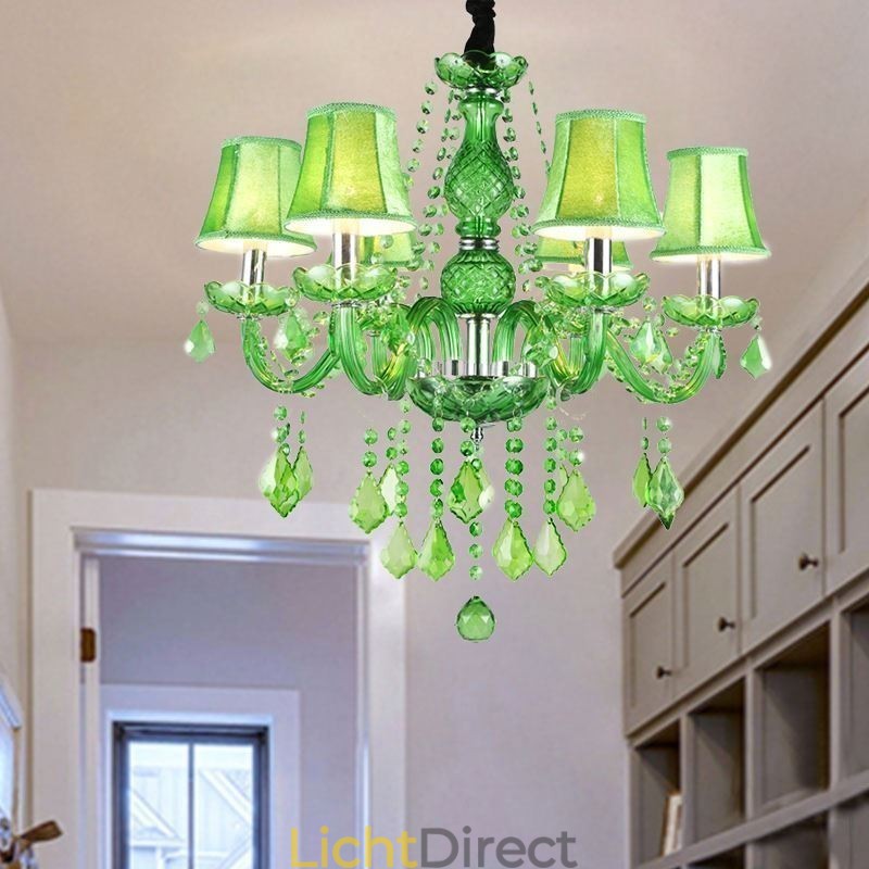 Unieke kristallen kroonluchter Europese stijl grasgroene hanglamp