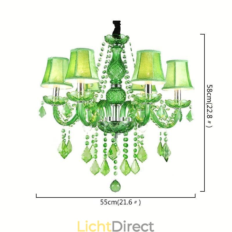 Unieke kristallen kroonluchter Europese stijl grasgroene hanglamp