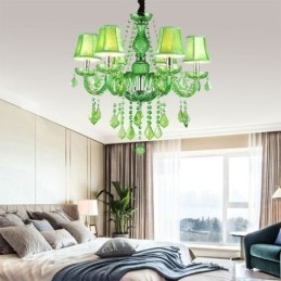 Unieke kristallen kroonluchter Europese stijl grasgroene hanglamp