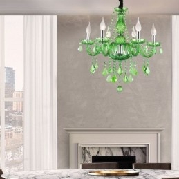 Unieke kristallen kroonluchter Europese stijl grasgroene hanglamp