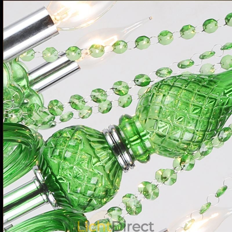 Unieke kristallen kroonluchter Europese stijl grasgroene hanglamp