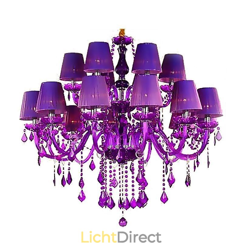 Europese stijl kristallen kroonluchter paarse hanglamp