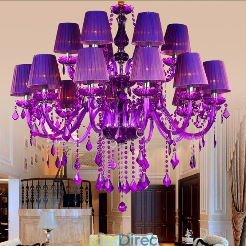 Europese stijl kristallen kroonluchter paarse hanglamp