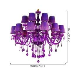 Europese stijl kristallen kroonluchter paarse hanglamp