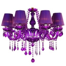 Elegante kristallen kroonluchter Europese stijl paarse hanglamp