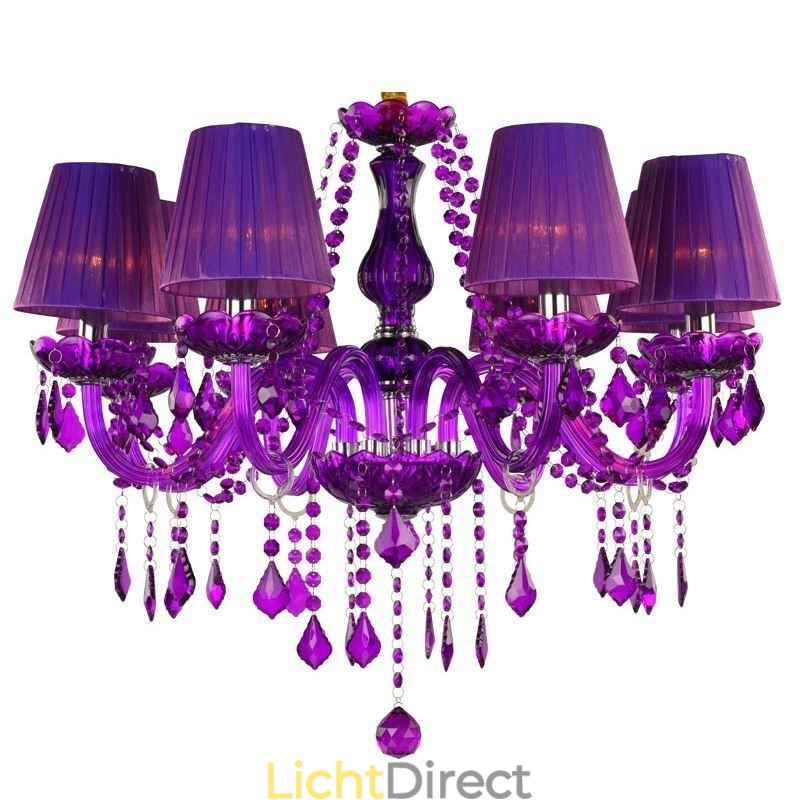 Elegante kristallen kroonluchter Europese stijl paarse hanglamp