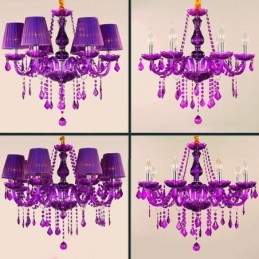 Elegante kristallen kroonluchter Europese stijl paarse hanglamp