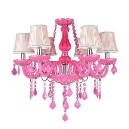 Europese stijl kristallen kroonluchter roze hanglamp romantisch