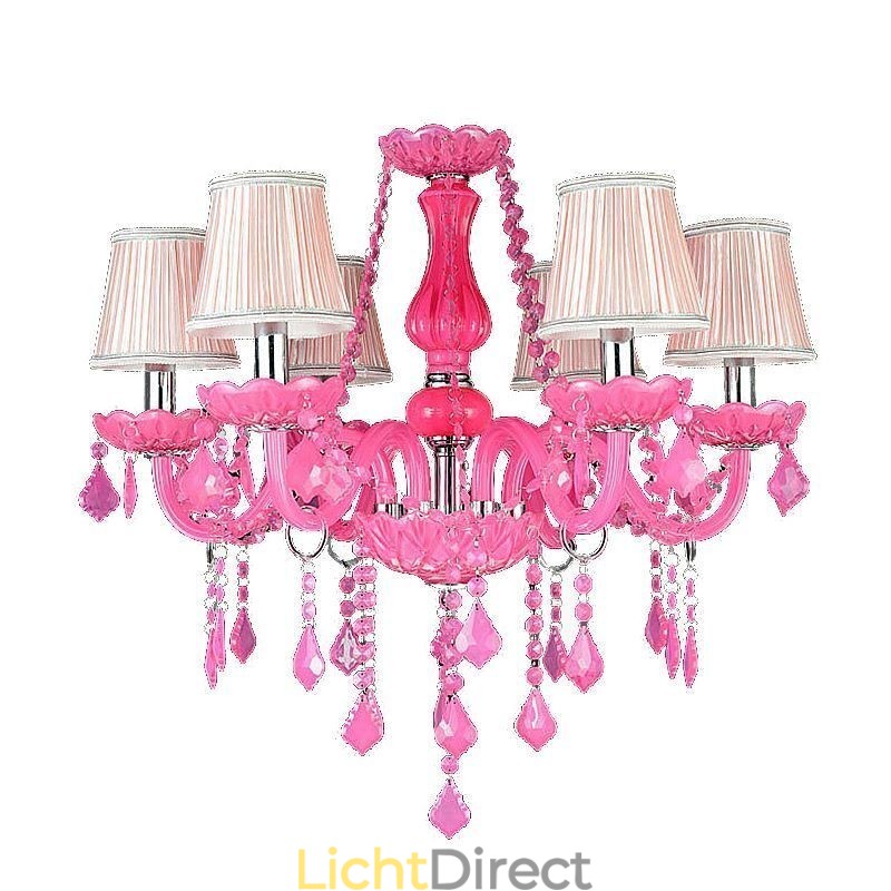 Europese stijl kristallen kroonluchter roze hanglamp romantisch