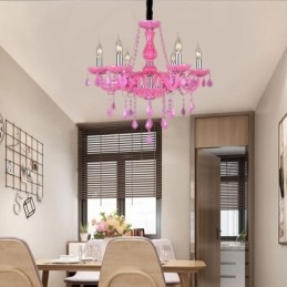 Europese stijl kristallen kroonluchter roze hanglamp romantisch