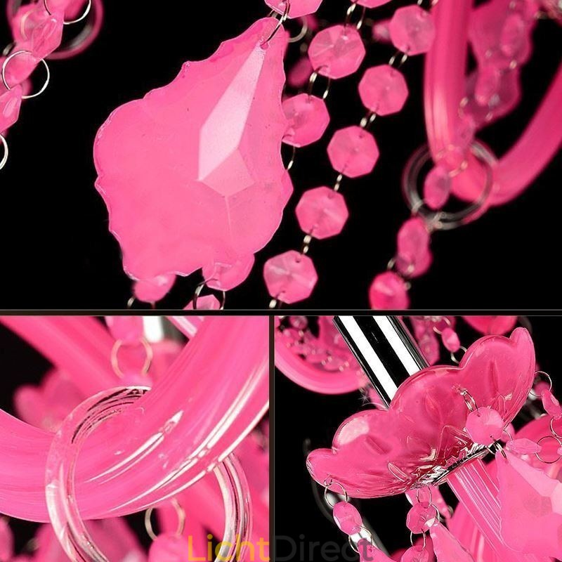 Europese stijl kristallen kroonluchter roze hanglamp romantisch