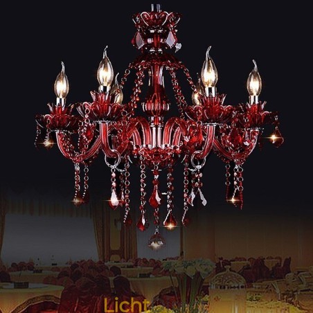 Europese kristallen kroonluchter rode kleur hanglamp