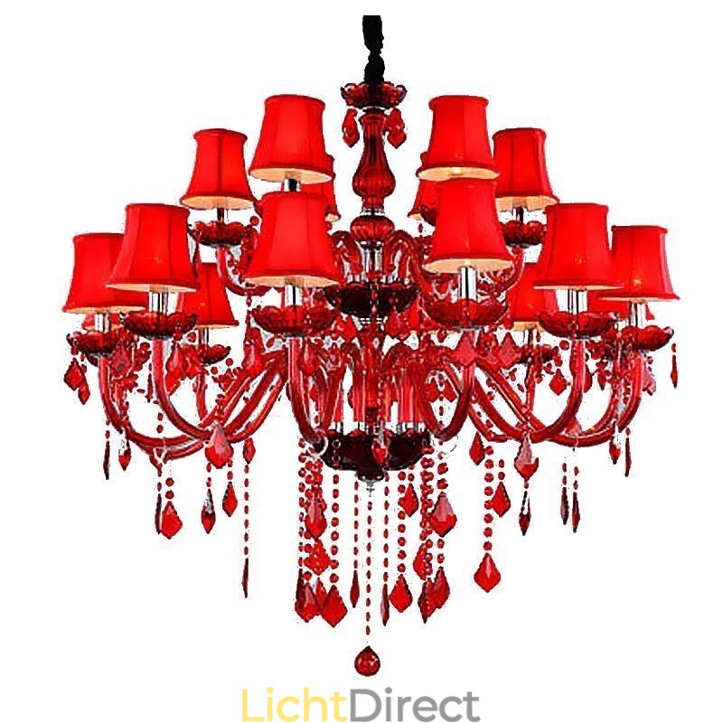 Kristallen kroonluchter Europese rode kleur hanglamp