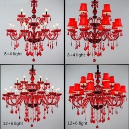 Kristallen kroonluchter Europese rode kleur hanglamp