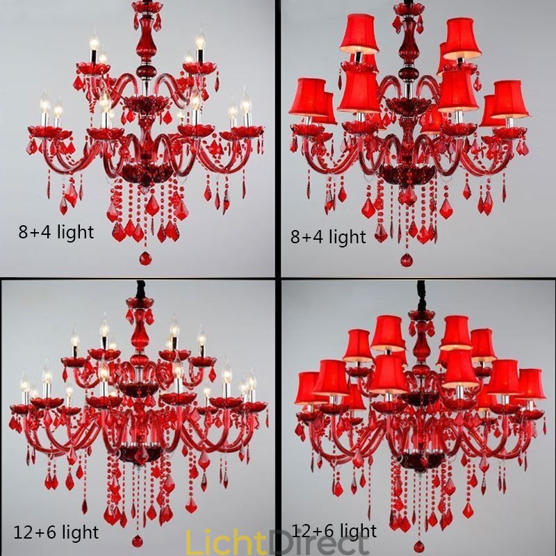 Kristallen kroonluchter Europese rode kleur hanglamp