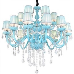 Europese grote kristallen kroonluchter blauwe kleur hanglamp