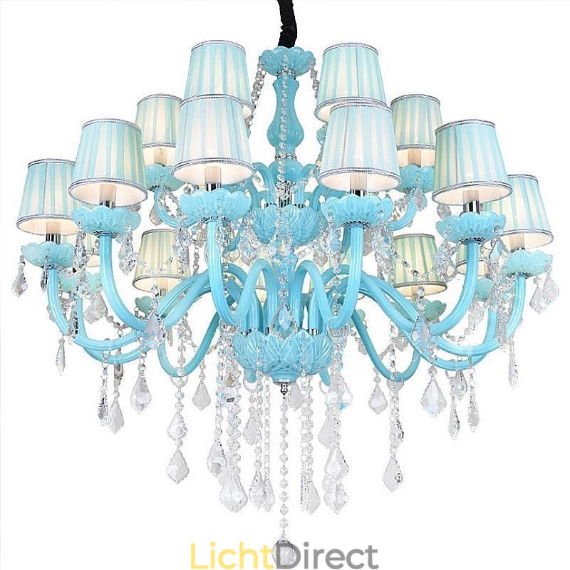 Europese grote kristallen kroonluchter blauwe kleur hanglamp