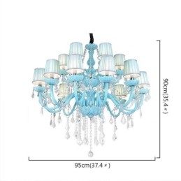 Europese grote kristallen kroonluchter blauwe kleur hanglamp