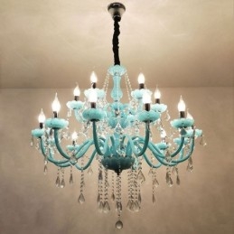 Europese grote kristallen kroonluchter blauwe kleur hanglamp