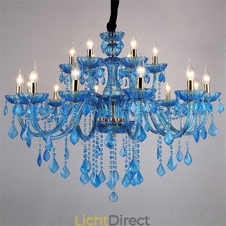 Elegante kristallen kroonluchter Europese blauwe hanglamp Elegante kristallen kroonluchter Europese blauwe hanglamp