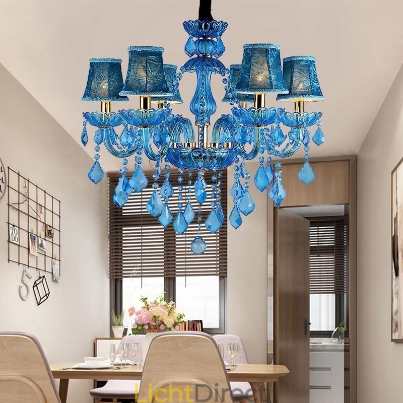 Elegante kristallen kroonluchter Europese blauwe hanglamp