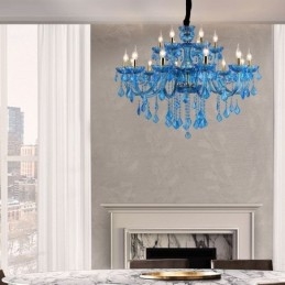 Elegante kristallen kroonluchter Europese blauwe hanglamp