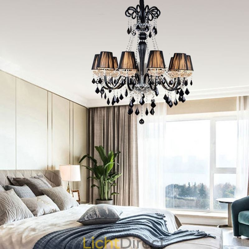 Retro Kristallen Kroonluchter Europese Zwarte Hanglamp