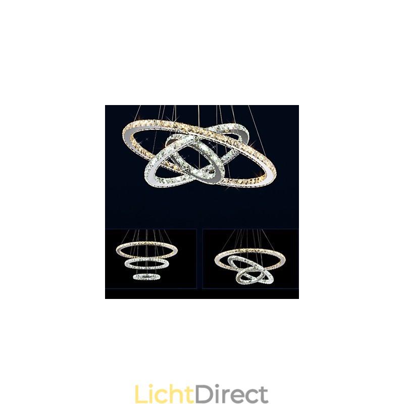 Hanglampen Amber en Helder K9 Kristallen Kroonluchter Verlichting met 3 Ringen