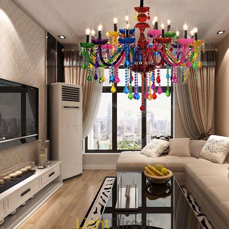 Kleurrijke Europese stijl kroonluchter luxe hanglamp