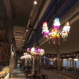 Grote kleurrijke kristallen kroonluchter Europese hanglamp