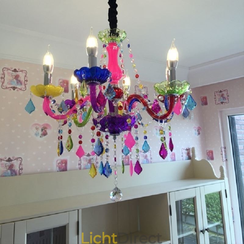 Grote kleurrijke kristallen kroonluchter Europese hanglamp