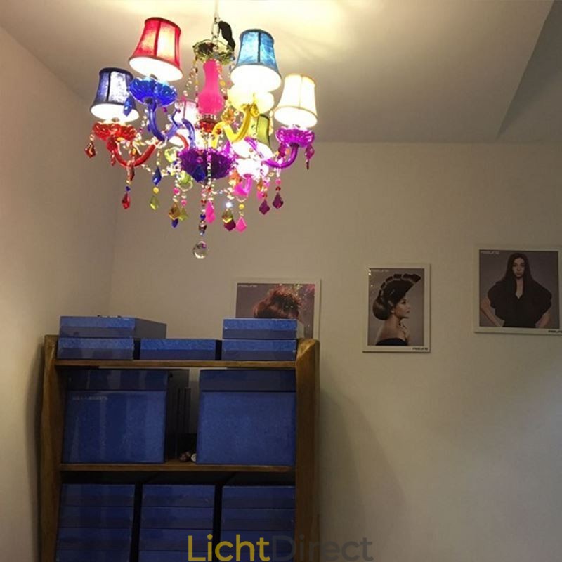 Grote kleurrijke kristallen kroonluchter Europese hanglamp