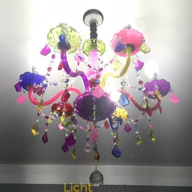 Grote kleurrijke kristallen kroonluchter Europese hanglamp